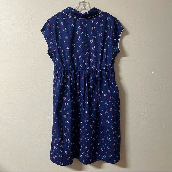 Lanz Of Salzburg Womens Medium Cherry Dress A Line Blue Red Retro Cottagecore - Picture 5 of 5